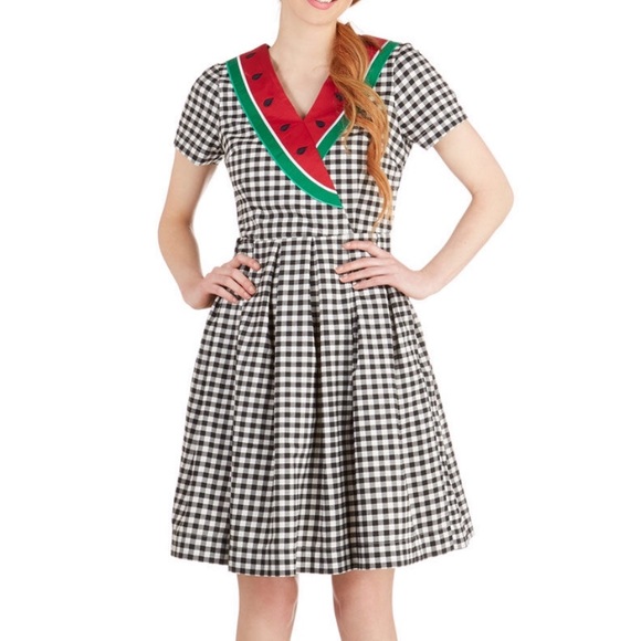 Modcloth Dresses & Skirts - Bea & Dot watermelon gingham dress by Modcloth